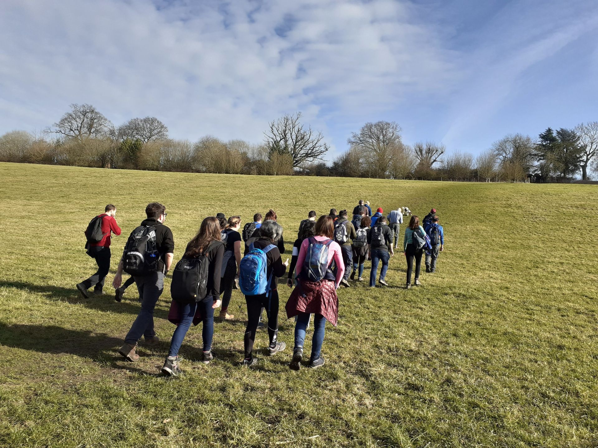 People walking uphill along a footpath on the Chiltern Way